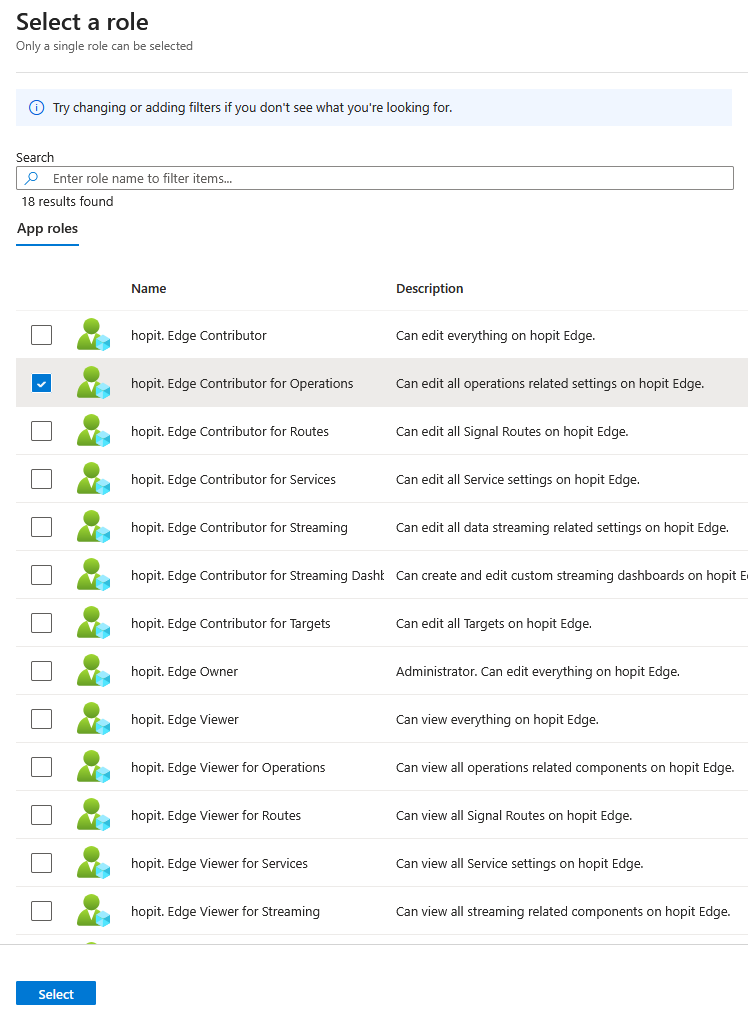 Assigning hopit Edge roles in Microsoft Entra ID