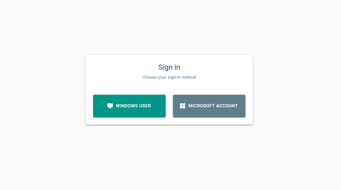 Login screen