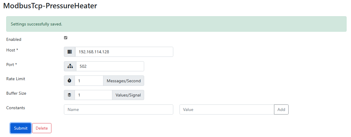 Modbus TCP Target Settings