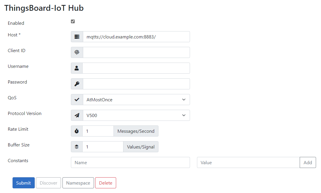 ThingsBoard Target Settings